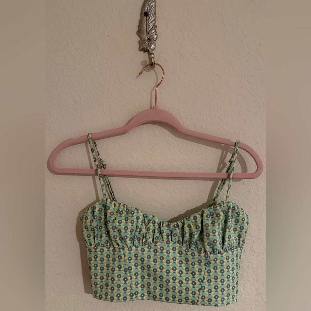 Zara Green Patterned Women's Crop Top NWT